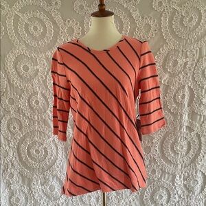 Habitat Try Stripe Pull Over Melon & Navy blue 3/4 sleeves